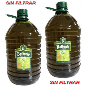 Pack 2 x 3 lts Aceite de Oliva Extra Virgen Bethania 3 Litros SIN FILTRAR